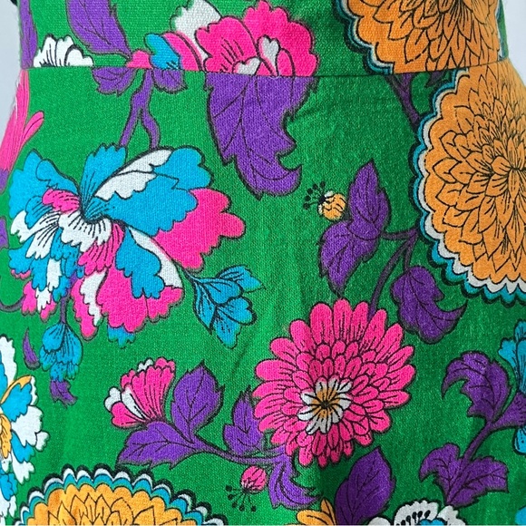 Vintage Maxi Skirt 60s 70s Floral Hippie Mod Festival Skirt Long Flower Cotton - Picture 6 of 8